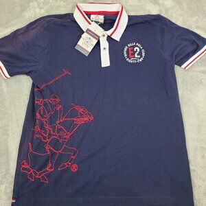 Beverly Hills Polo Club Navy Regular Fit Cotton Polo T-Shirt‎ Size 2XL
